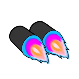 A picture of two rockets attached to a snowboard